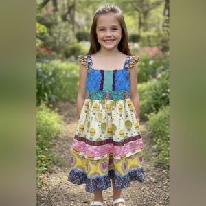 Matilda Jane Blue and Yellow Removable Front Floral Kids Dress